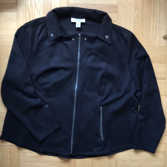 Motorcycle Jacket faux suede black 2X - Picture 2 of 8